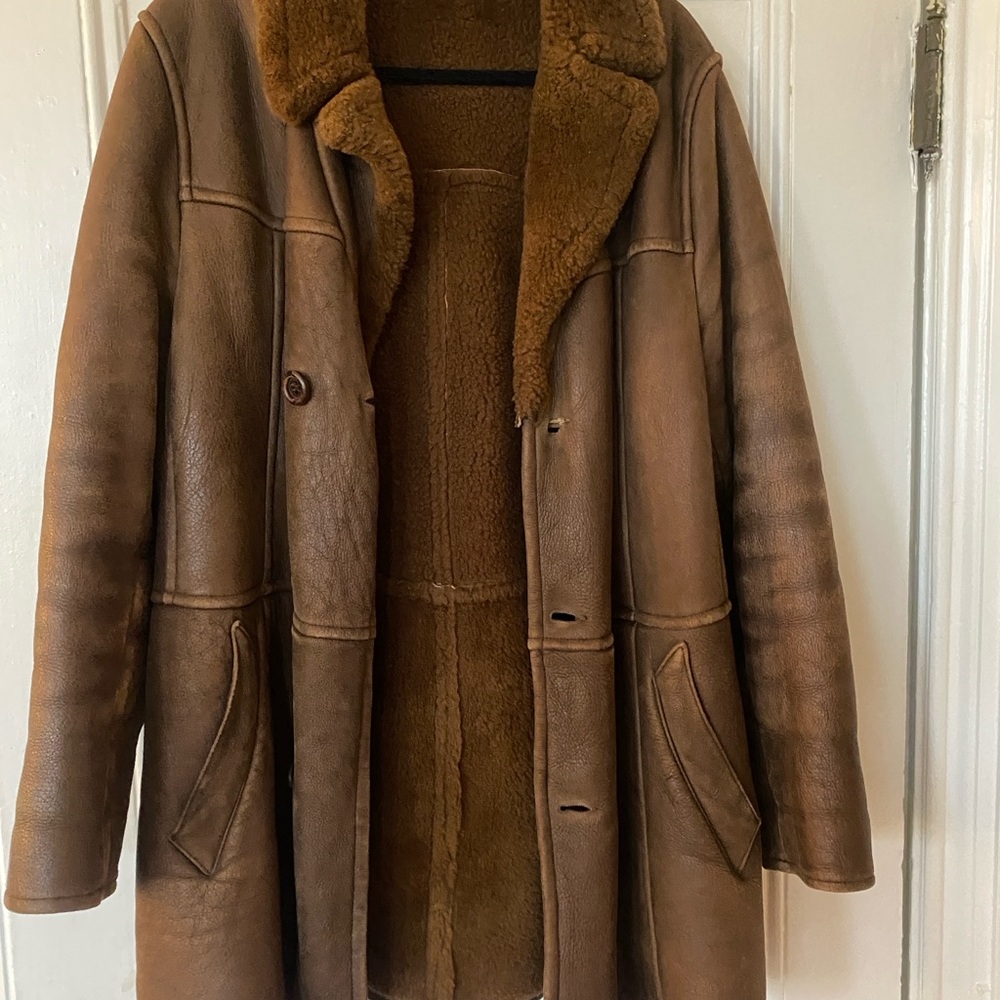 Unisex Classic Brown Shearling Coat